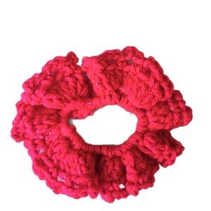 Crochet Sparkly Hot Pink Hair Tie